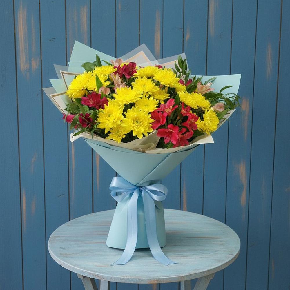 Букет цветов из: Альстромерии и Хризантемы в Алхастах