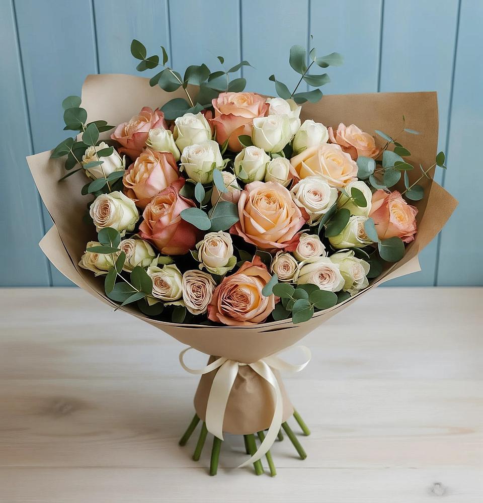 Букет цветов из: Альстромерии и Розы в Алхастах