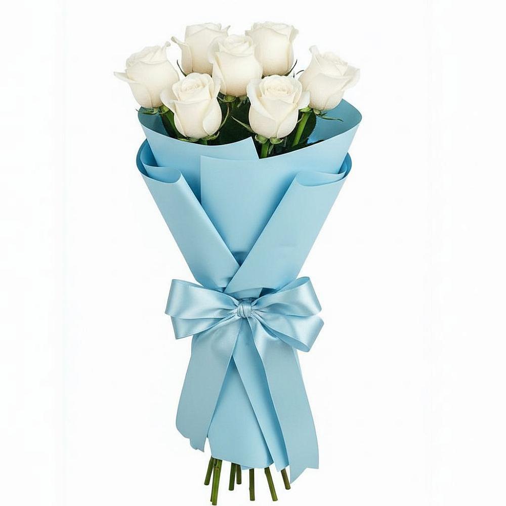 Букет 7 белых роз Проуд в Алхастах