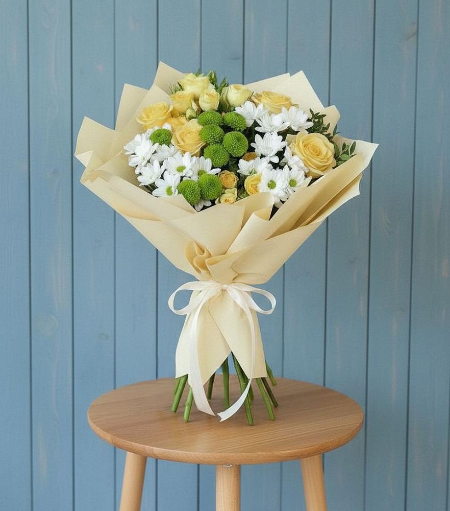 Букет цветов из: Хризантемы и Розы в Алхастах