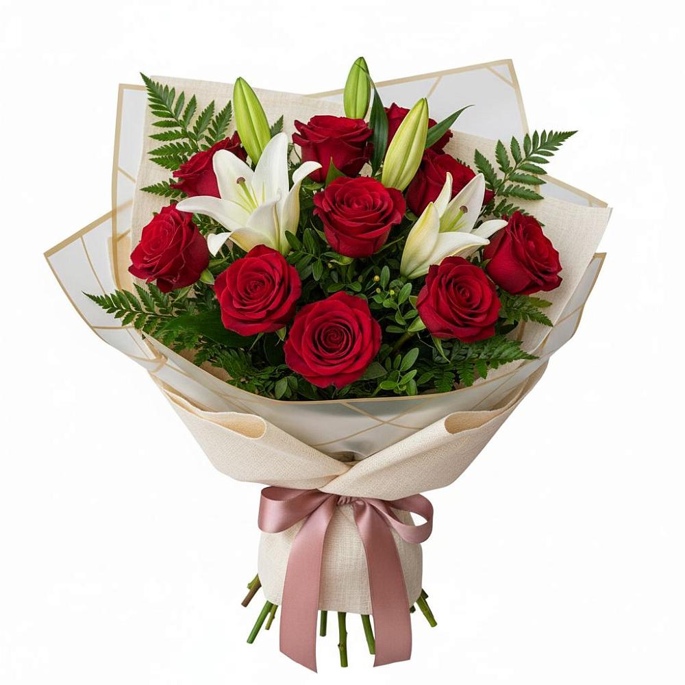 Букет цветов из: Лилии и Розы в Алхастах