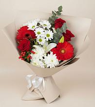 Букет цветов из:  Розы, Хризантемы, Герберы и Лилии #REPLACE_PRED# Алхастах