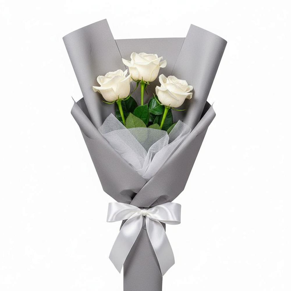 Букет 3 белые розы в Алхастах