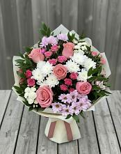 Букет цветов из:  Альстромерии, Гвоздики, Розы и Хризантемы в Алхастах