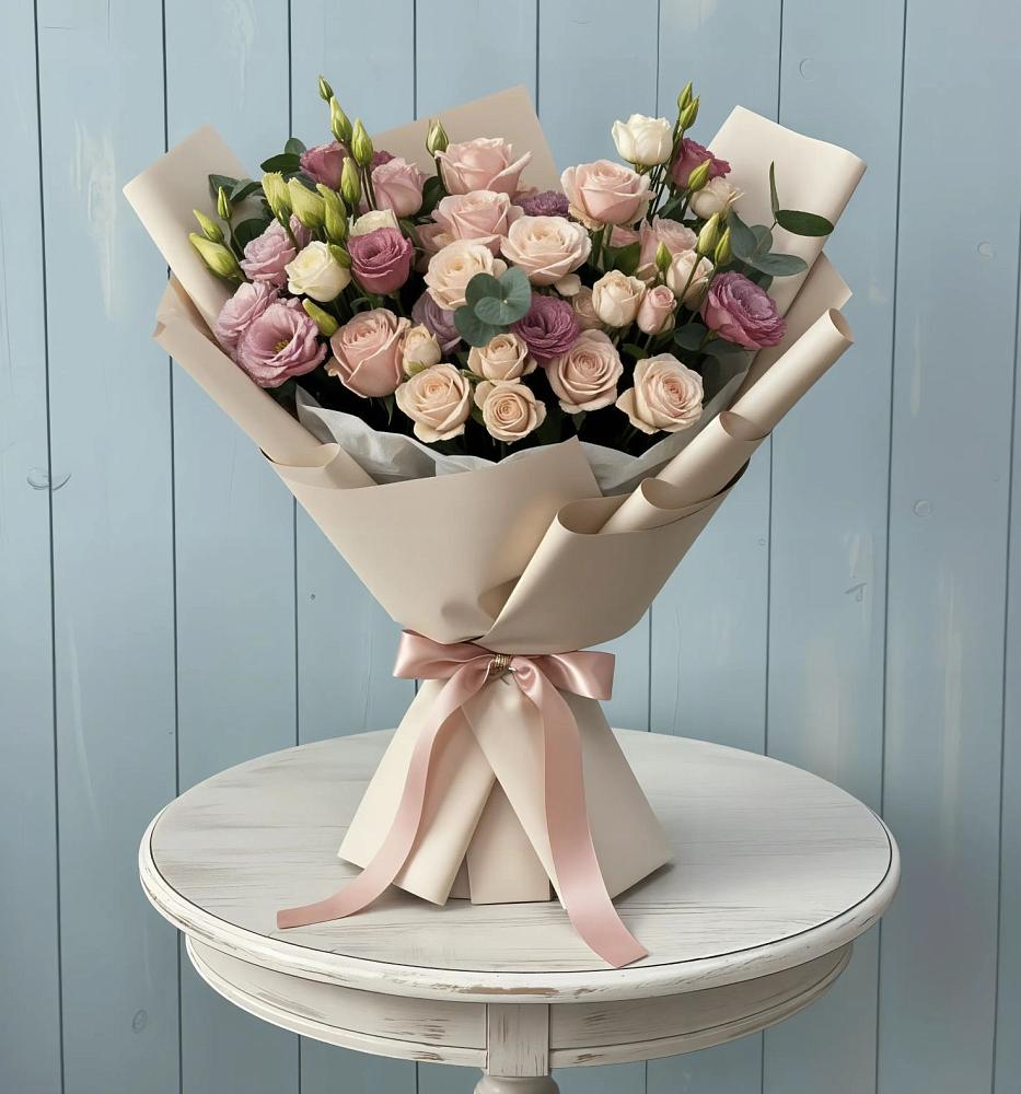 Букет цветов из: Розы и Лизиантусы в Алхастах