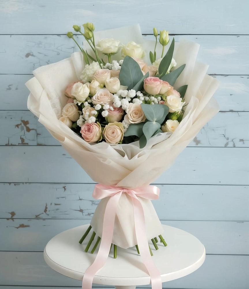 Букет цветов из: Розы и Лизиантусы в Алхастах