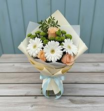 Букет цветов из:  Герберы, Розы и Хризантемы в Алхастах